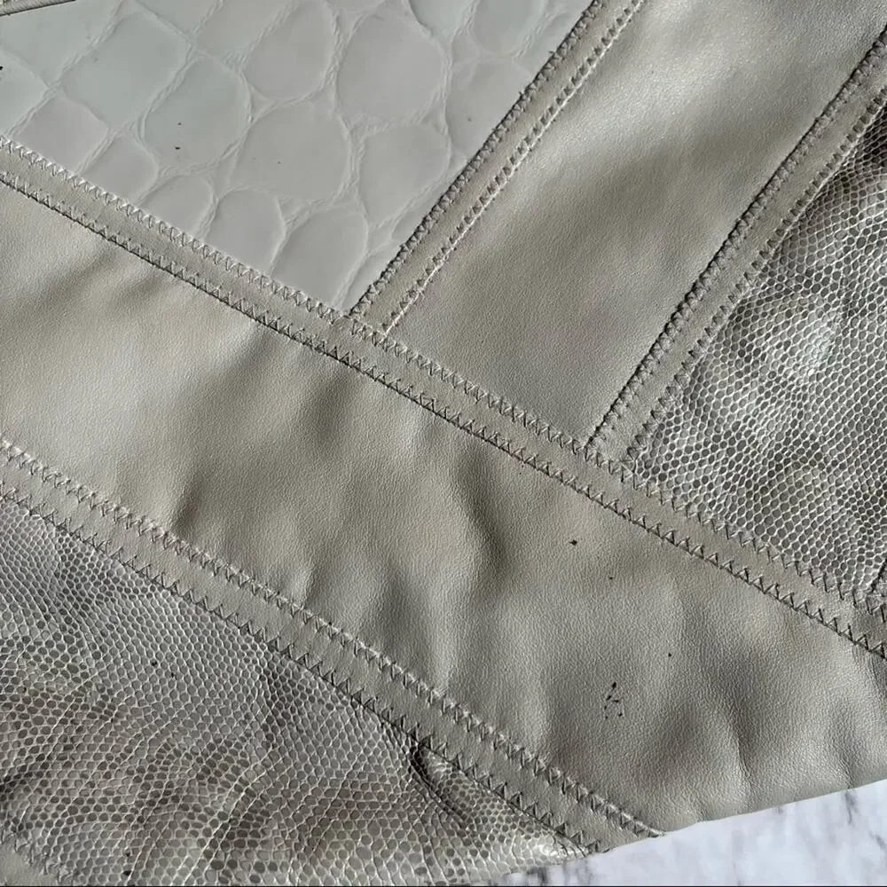 Vintage Oversized Gray Faux Leather Clutch
